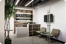 Phoenix office front desk and some seating.