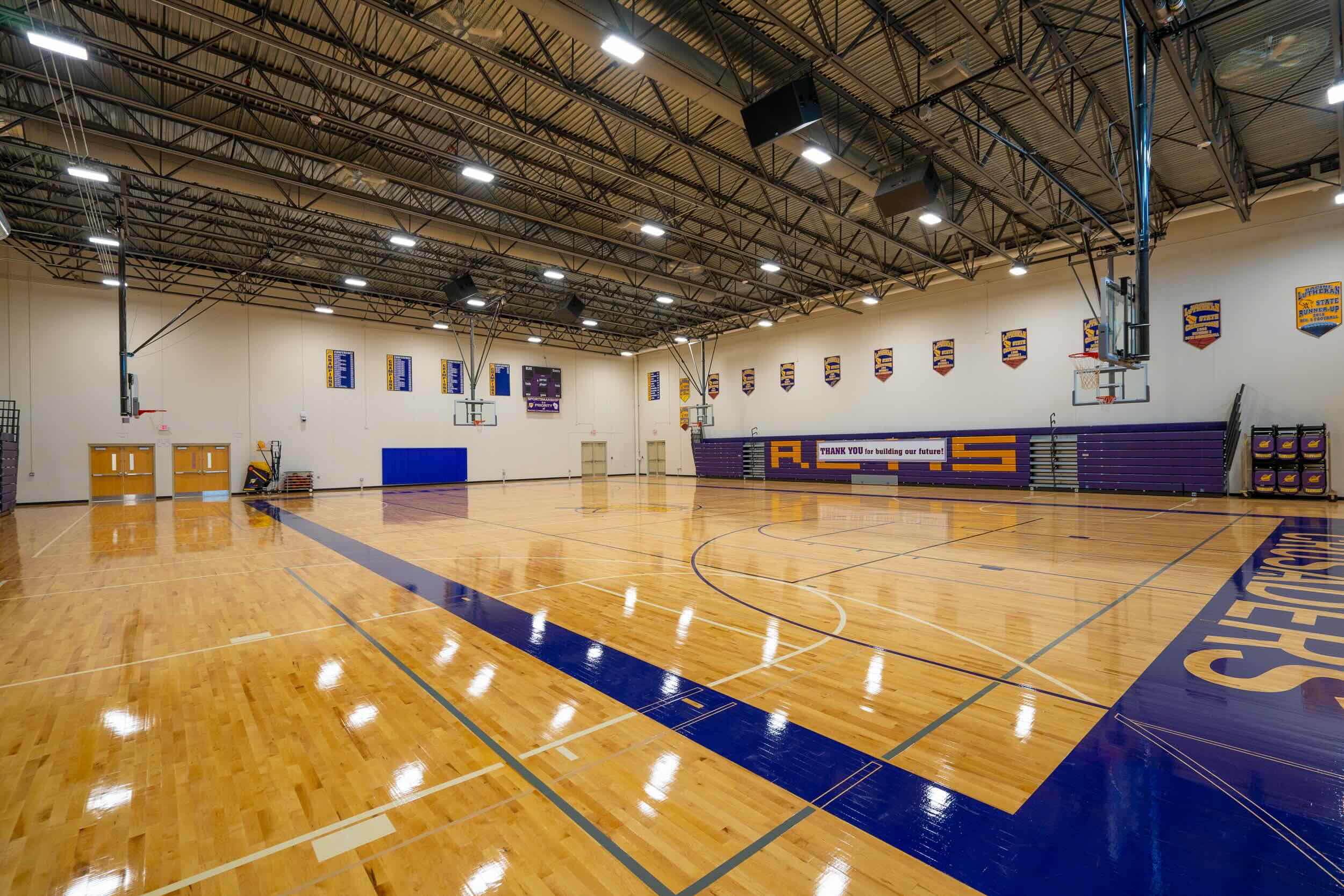 Racine Lutheran High School basketball court.