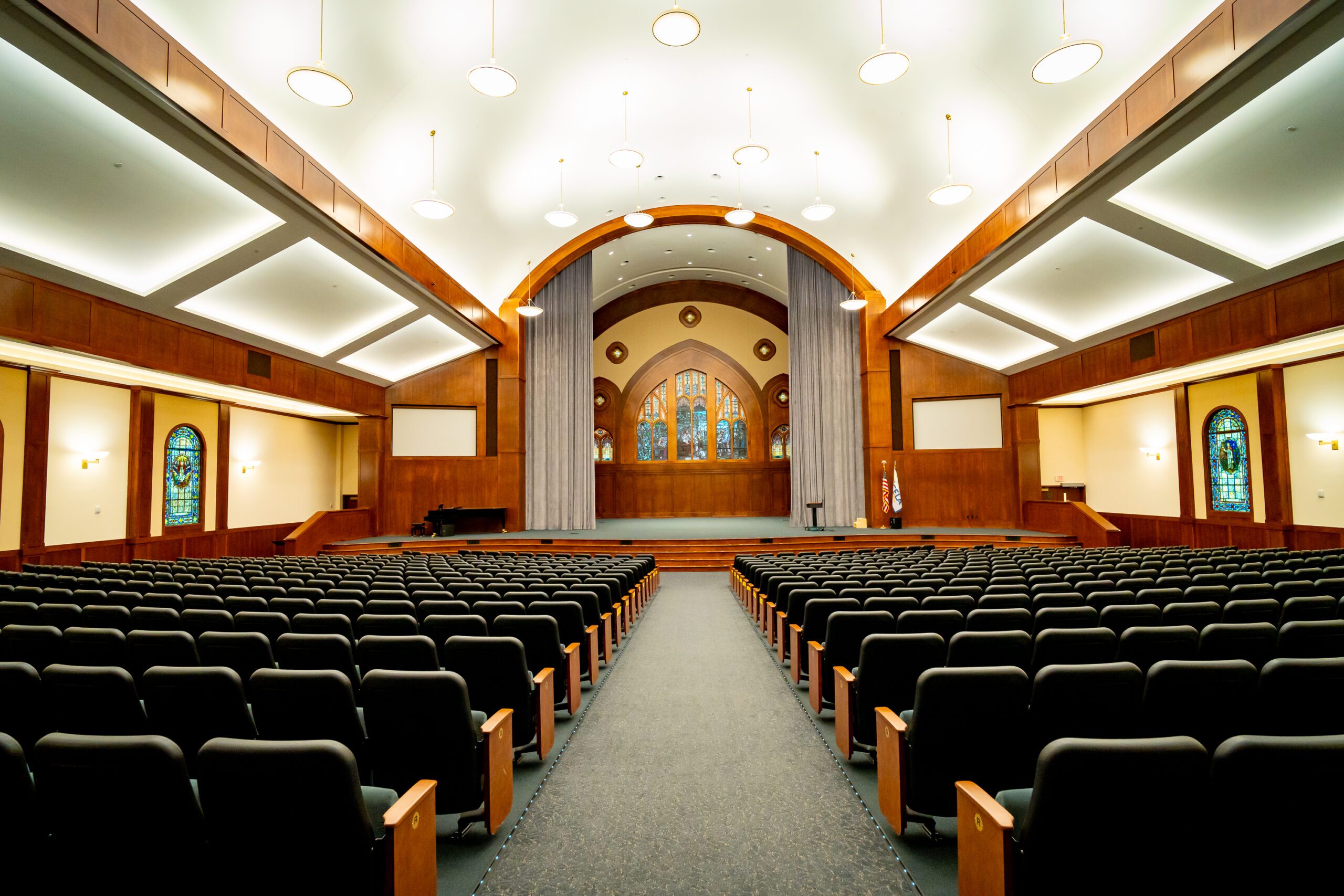 Chapel featuring stained glass windows.