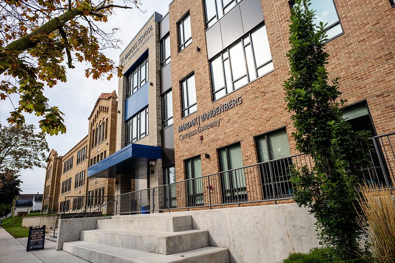 The front entrance of St. Marcus Lutheran School.